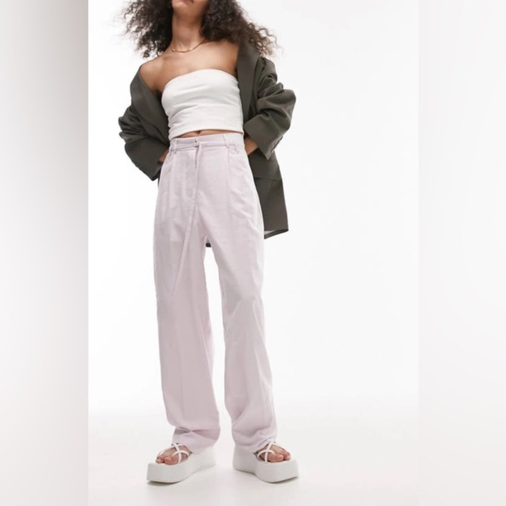 Topshop NWT Lilac High Waist Tapered Belted Trousers